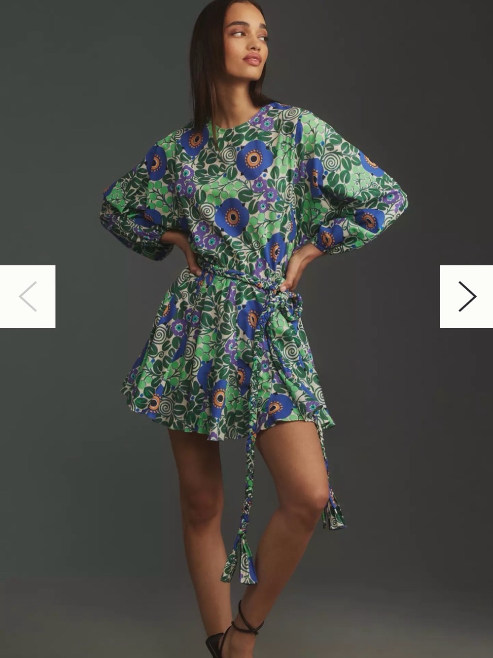 RHODE Green & Blue Floral Mini Dress